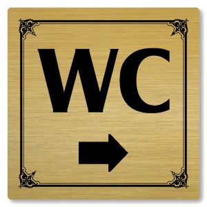 WC vpravo, 80x80mm, zlatá, Nebraska